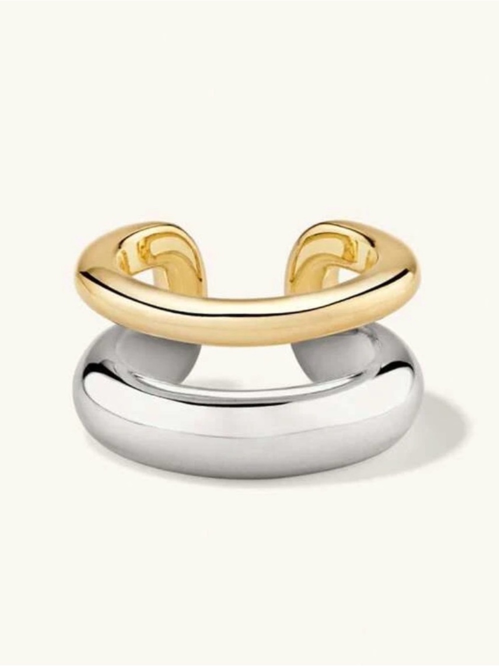Silver 925 sterling, Plated Gold 14K Two-Tone Gold and Silver Ear Cuff Set -